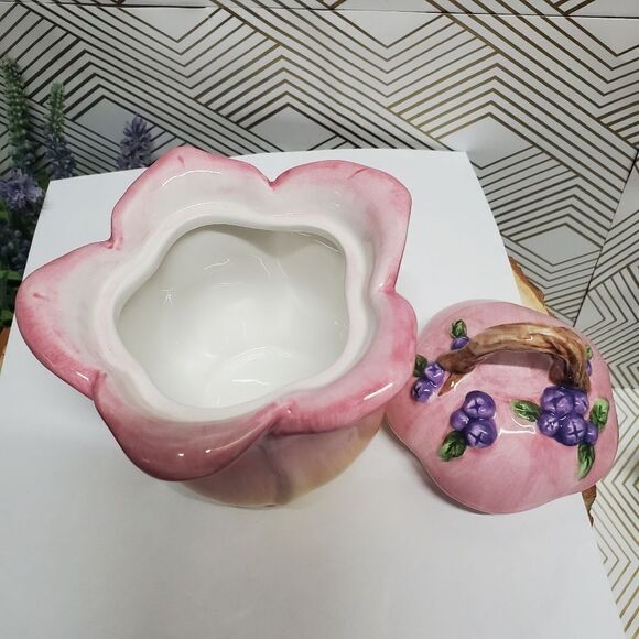 Vintage Charter Club Home 1999 Wild Flower Ceramic Flower Sugar Bowl With Lid - Picture 4 of 5